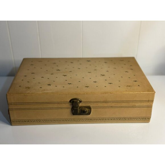 VTG Jewelry Box AOP Star 14"x9" Red Velvet Lining MCM Keepsake Box - Picture 1 of 9